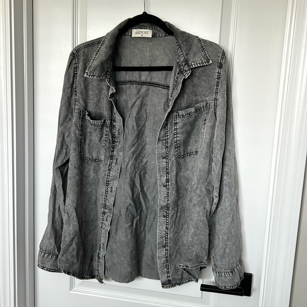 Soft washed black button down-3.